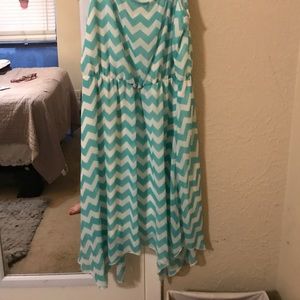 Hand stitched Teal Chevron Dress